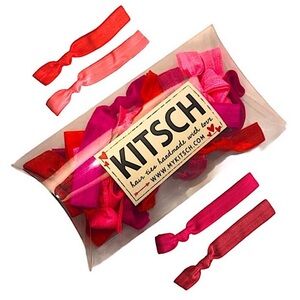 KITSCH 20 Piece Assorted Hair Tie Set with 4 shades of Reds, Pinks and Purples